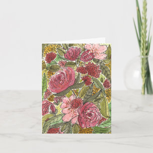 Pretty Pink Flowers Blank Note Card