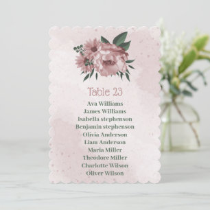 pretty pink flowers botanical seating chart card