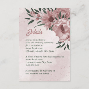 pretty pink flowers botanical wedding enclosure card