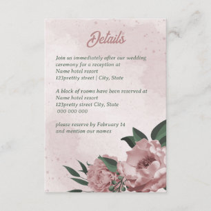 pretty pink flowers botanical wedding enclosure card