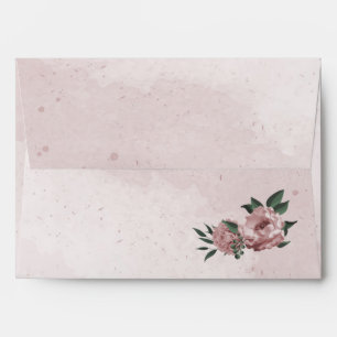 pretty pink flowers botanical wedding  envelope