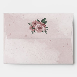 pretty pink flowers botanical wedding  envelope
