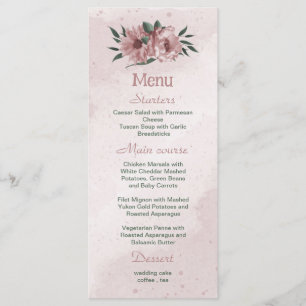 pretty pink flowers botanical wedding menu
