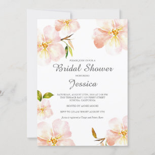 Pretty Pink Flowers Bridal Shower Invitation
