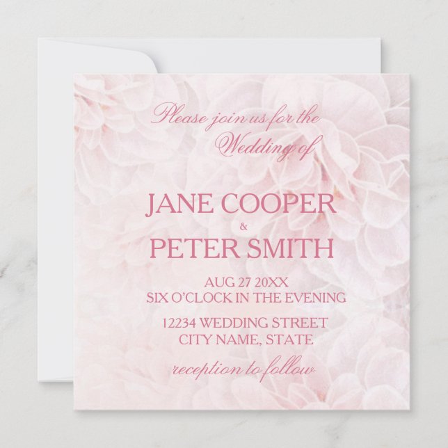 Pretty pink flowers Budget Wedding Invitation (Front)
