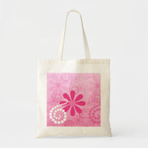 Pretty Pink Flowers Cute Retro Daisy Pattern Tote Bag