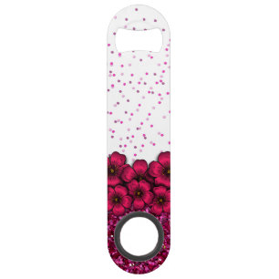 Pretty Pink Flowers Falling Faux Glitter Confetti
