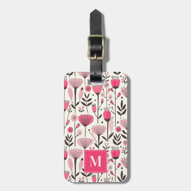 Pretty Pink Flowers Luggage Tag (Front Vertical)