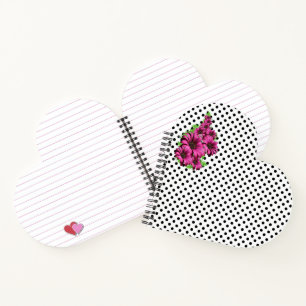 Pretty Pink Flowers Polka Dot Notebook