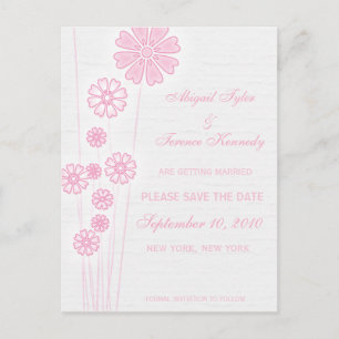 Pretty pink flowers - save the date cards