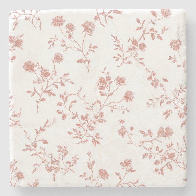 Pretty Pink Flowers Stone Coaster (Front)