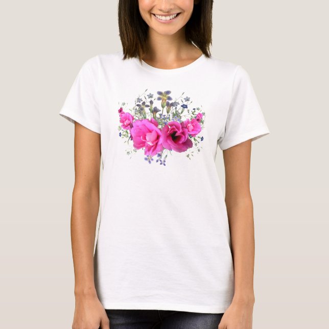 Pretty Pink Flowers T-Shirt (Front)