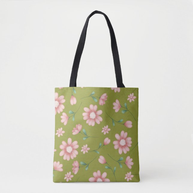 PRETTY PINK FLOWERS TOTE BAG (Front)