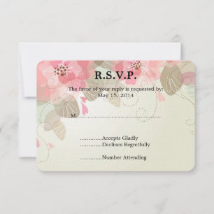 Pretty Pink Flowers Wedding RSVP