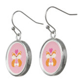 Pretty Pink Foxes Kisses Earrings (Angled)