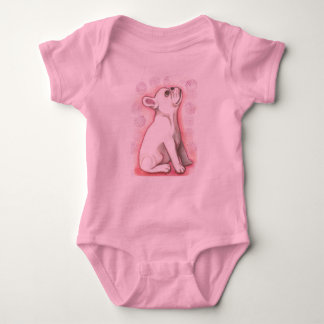 Pretty pink French Bulldog baby bodysuit