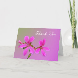 pretty pink garden flower thank you note card