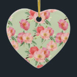 Pretty Pink Garden Flowers Watercolor Ceramic Tree Decoration<br><div class="desc">pink and mint green garden flowers watercolor</div>