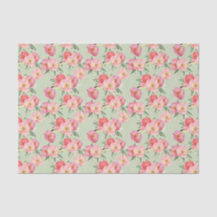 Pretty Pink Garden Flowers Watercolor Tissue Paper