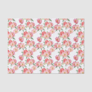 Pretty Pink Garden Flowers Watercolor Tissue Paper