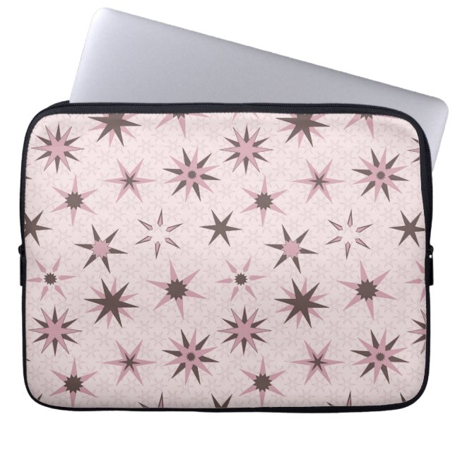 Pretty Pink Geo Stars - pattern.  Laptop Sleeve (Front)