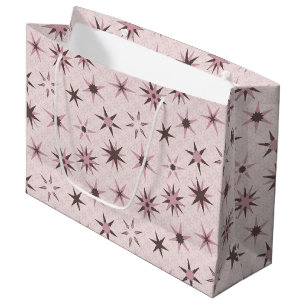 Pretty Pink Geo Stars - pattern. Large Gift Bag