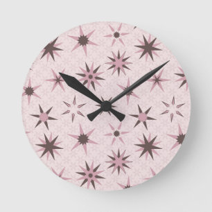 Pretty Pink Geo Stars - pattern. Round Clock