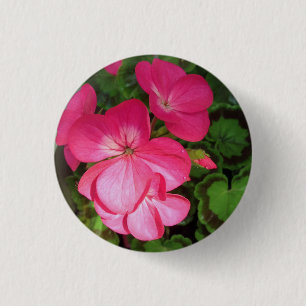 Pretty Pink Geranium Photo Button