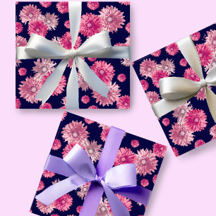 Pretty Pink Gerbera Daisy Floral Wrapping Paper