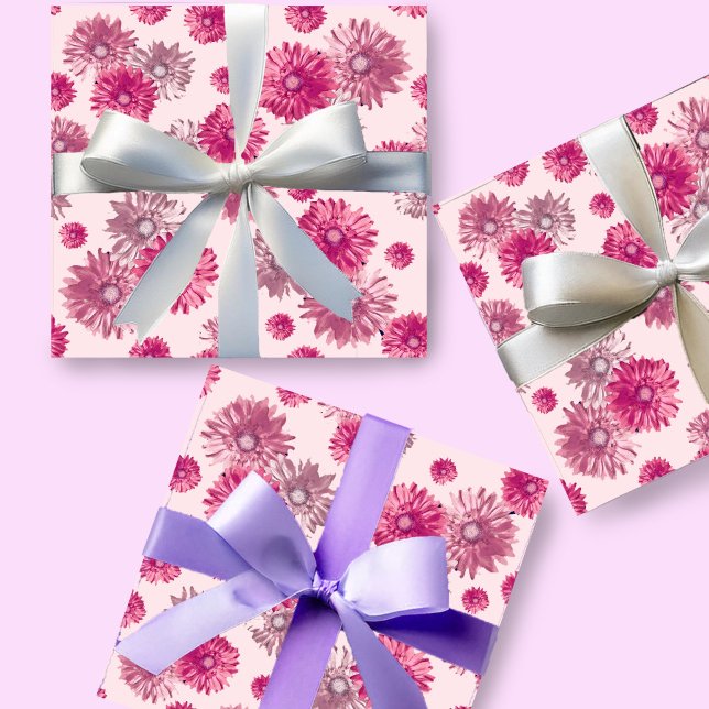 Pretty Pink Gerbera Daisy Floral Wrapping Paper (Creator Uploaded)