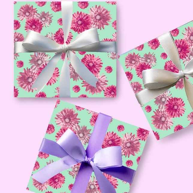 Pretty Pink Gerbera Daisy Floral Wrapping Paper (Creator Uploaded)