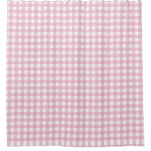 Pretty Pink Gingham Check Pattern Shower Curtain