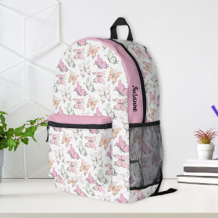 Pretty Pink Girls Butterfly Pattern Printed Backpack