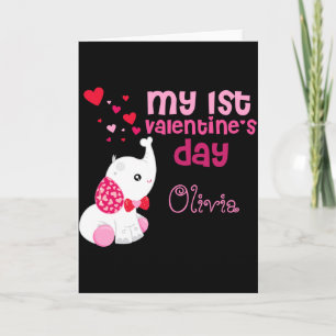 Pretty Pink Girls First Valentines Day Custom Baby Card