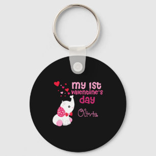 Pretty Pink Girls First Valentines Day Custom Baby Key Ring