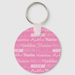 Pretty Pink Girls Name Font Collage Custom Teen Key Ring