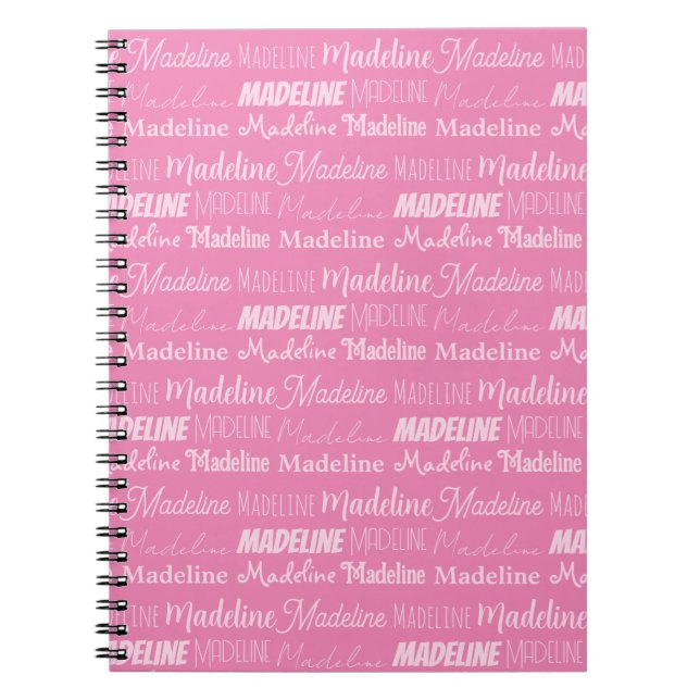 Pretty Pink Girls Name Font Collage Custom Teen Notebook (Front)