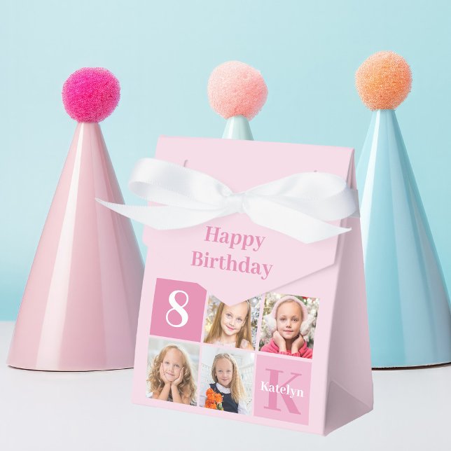 Pretty Pink Girls Photo Custom Birthday Party Favour Box (Creator Uploaded)