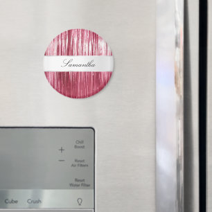 Pretty Pink Glam Tinsel Stripes Magnet