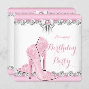 Pretty Pink Glamour High Heels Birthday Party 2 Invitation