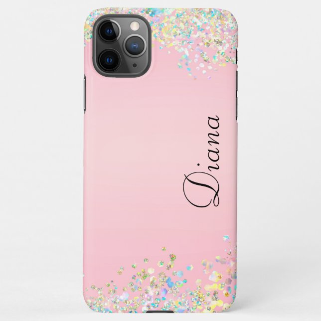 Pretty Pink Glitter Effect iPhone Case (Back)