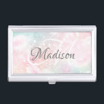 Pretty Pink Glitter Girly Glamourous Business Card Holder<br><div class="desc">Easily personalise this pretty pink bokeh glitter pattern business card case with your custom name and monogram.</div>