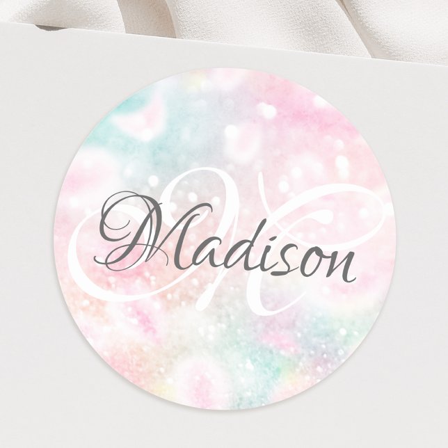 Pretty Pink Glitter Girly Glamourous Classic Round Sticker (Creator Uploaded)