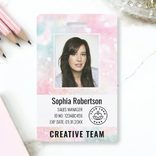 Pretty Pink Glitter Girly Glamourous ID Badge