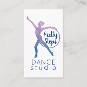 Pretty Pink Glitter Glam Dance Studio Modern Business Card