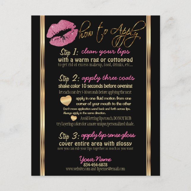 Pretty Pink Glitter Lip Instructions Flyer (Front)