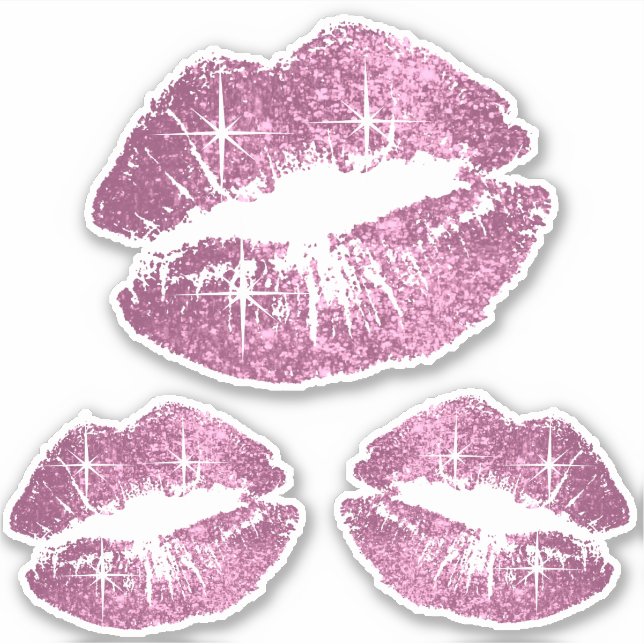 Pretty Pink Glitter Lips - Kiss-Cut (Front)