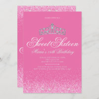 Pretty Pink Glitter, Sweet 16 Invitations