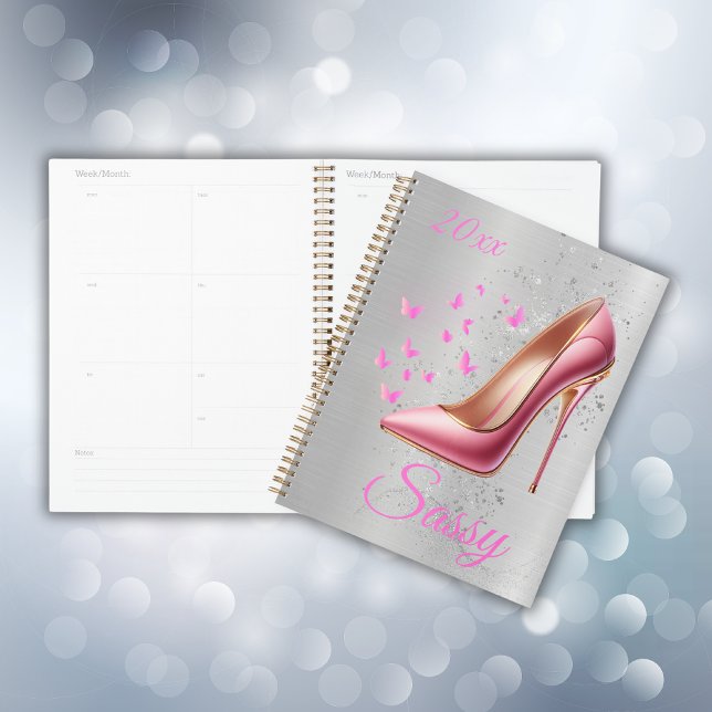 Pretty Pink Glittery High Heel Shoe on Silver | Planner (Creator Uploaded)