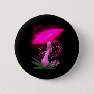 Pretty Pink Glowing Mushroom 6 Cm Round Badge